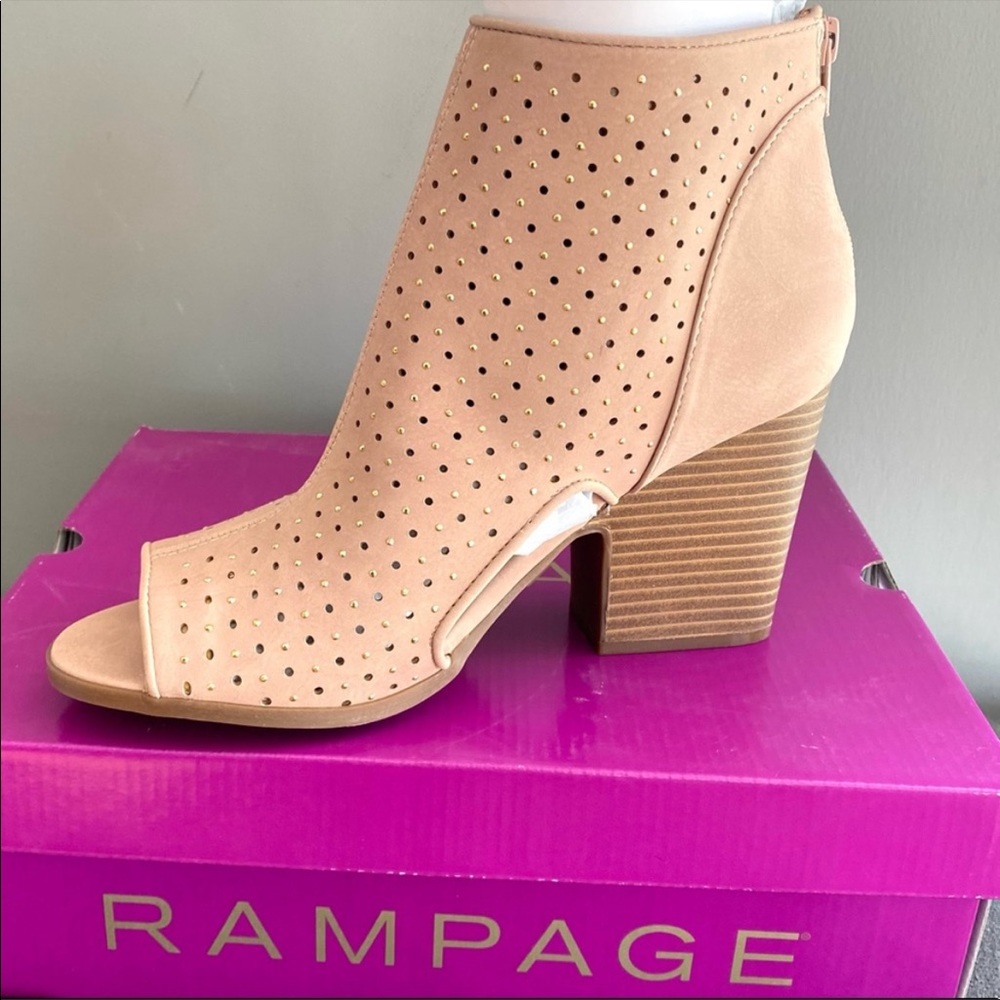 NIB open toe booties embellished dark blush